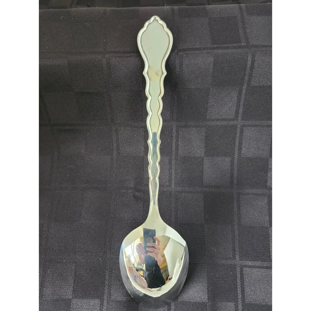 Oneida Community Stainless Cello Solid Serving Spoon Burnished Flatware